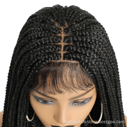 synthetic ladies hair wigs box braids crochet hair heat resistant synthetic wigs lace front